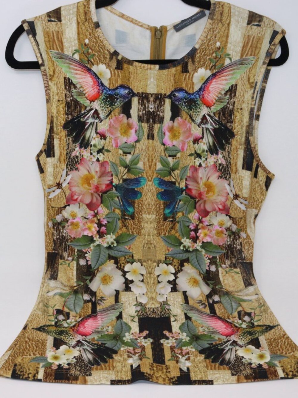 Alexander McQueen Sleeveless Tank top Blouse Hummingbird Floral 2013 - Picture 13 of 14
